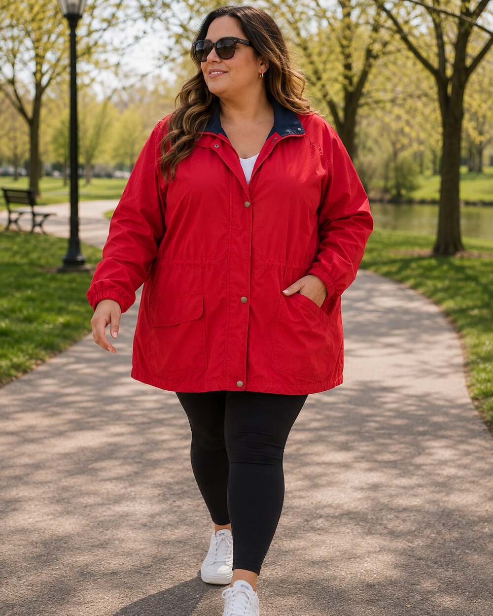 London Fog Women's Plus Size 3X Red Anorak Utility Rain Jacket